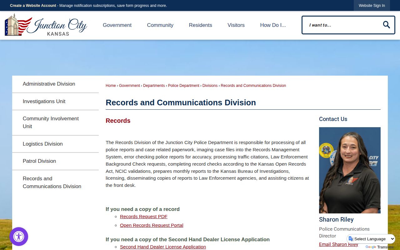 Junction City Police arrest report records page